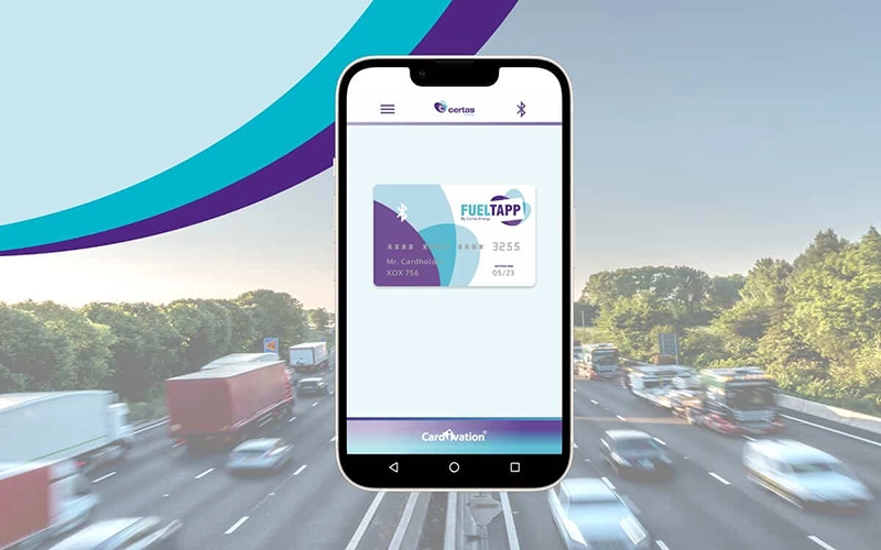 Phone displaying the FuelTapp card.